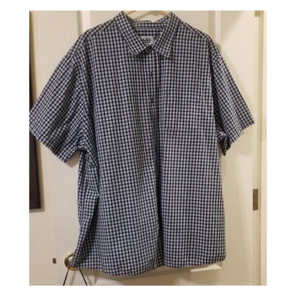 HB Blue/Green Plaid Shirt Men’s Size 3XL Short Sleeve Button-Up - PO - Picture 1 of 7